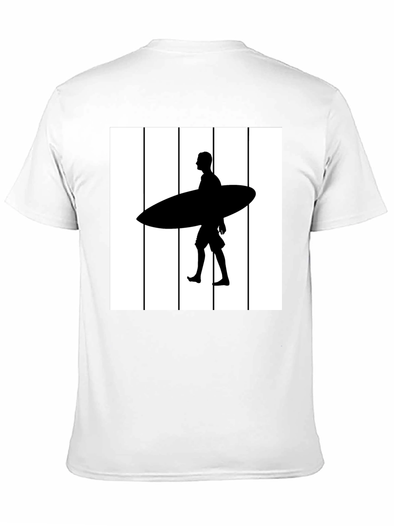 Surfer Silhouette Graphic Tee - Black Cotton Blend