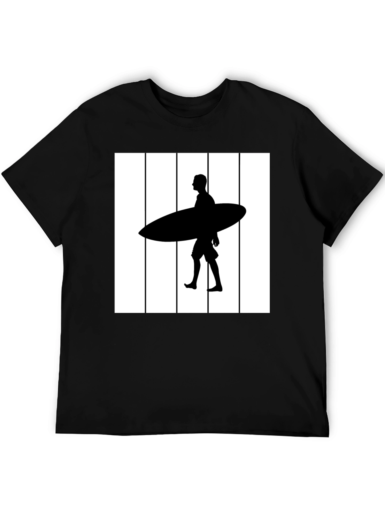 Surfer Silhouette Graphic Tee - Black Cotton Blend