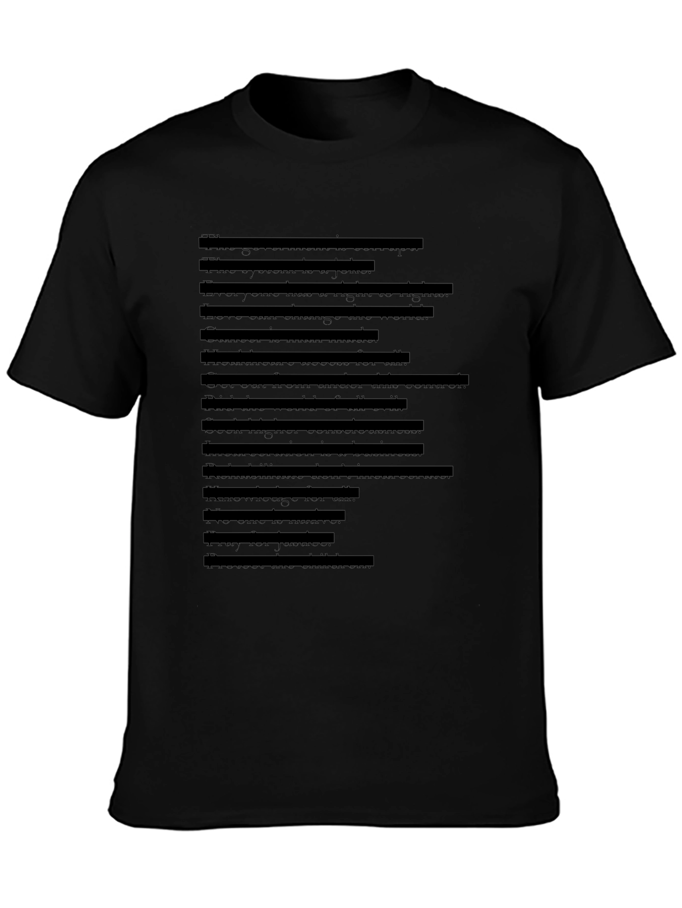 Mens Black T-Shirt with Faux Text Design