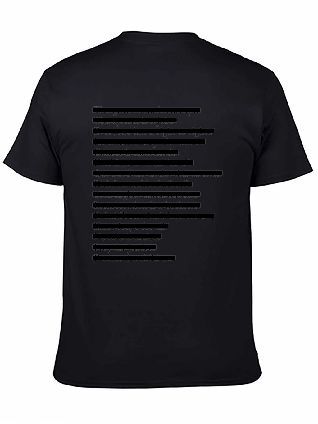 Mens Black T-Shirt with Faux Text Design