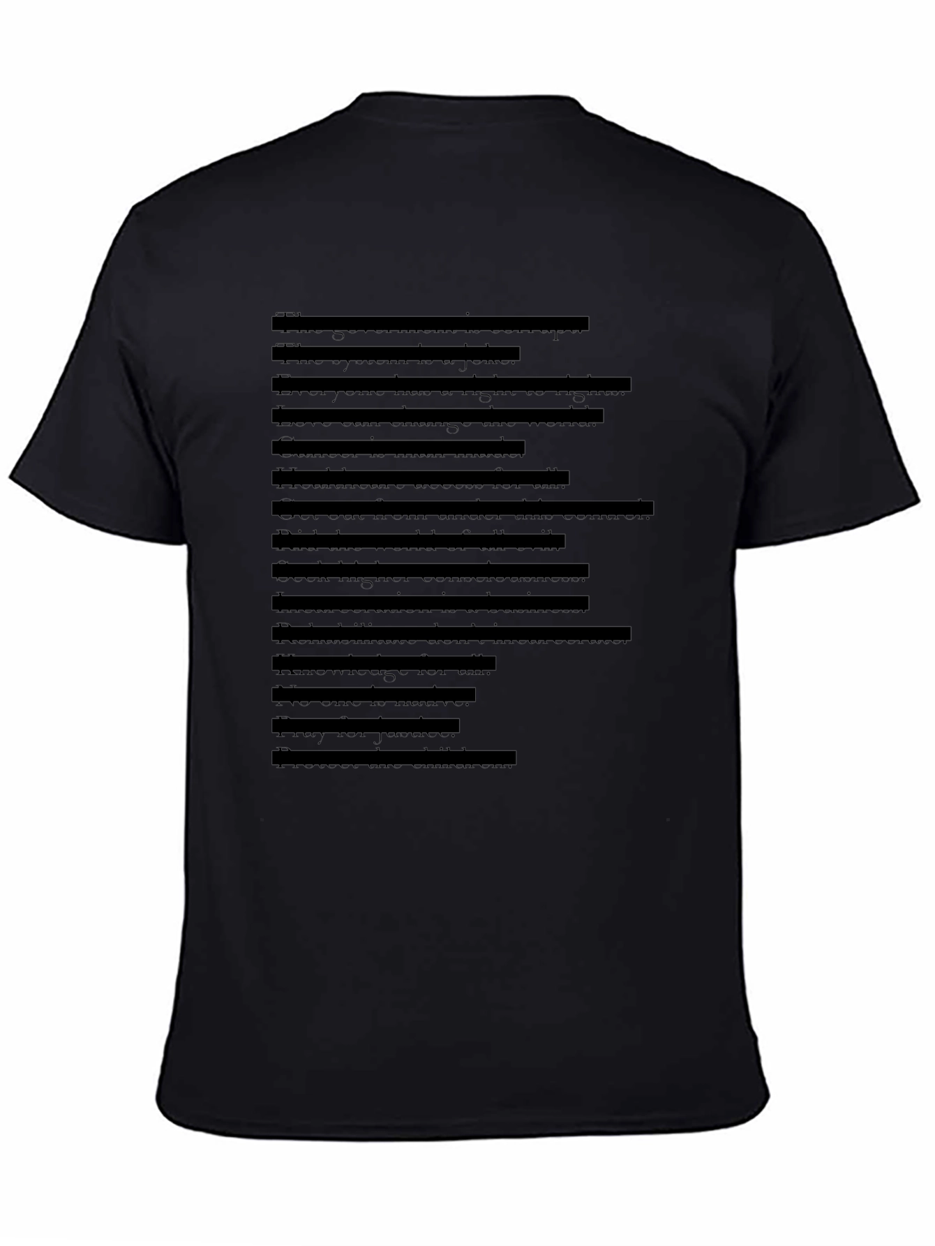 Mens Black T-Shirt with Faux Text Design