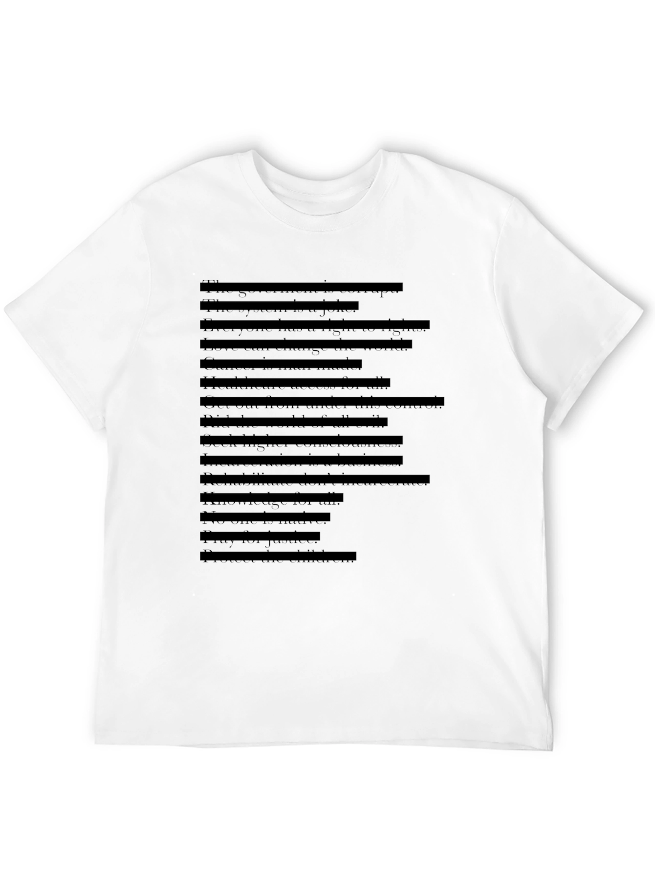 Mens Black T-Shirt with Faux Text Design