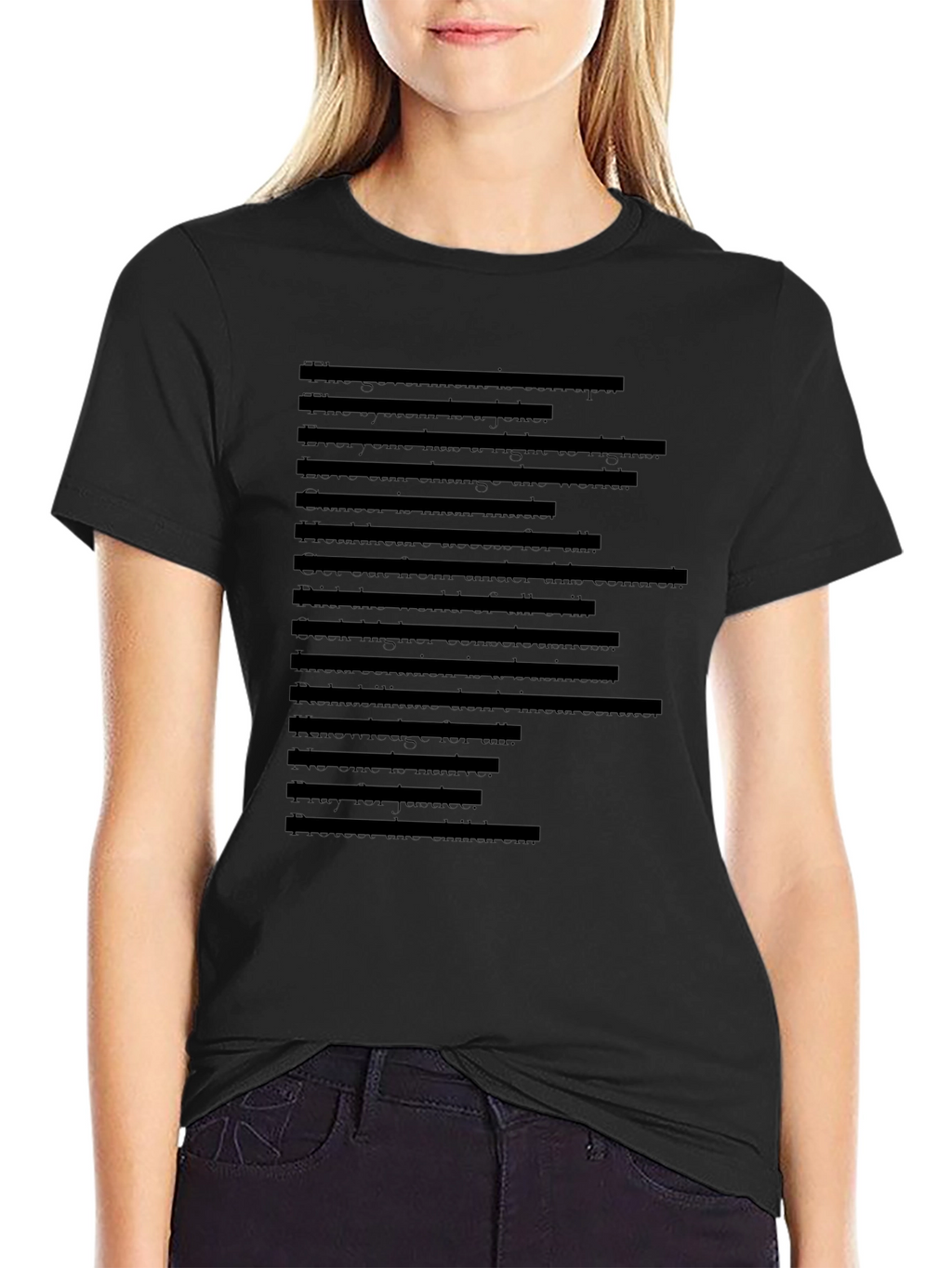 Mens Black T-Shirt with Faux Text Design