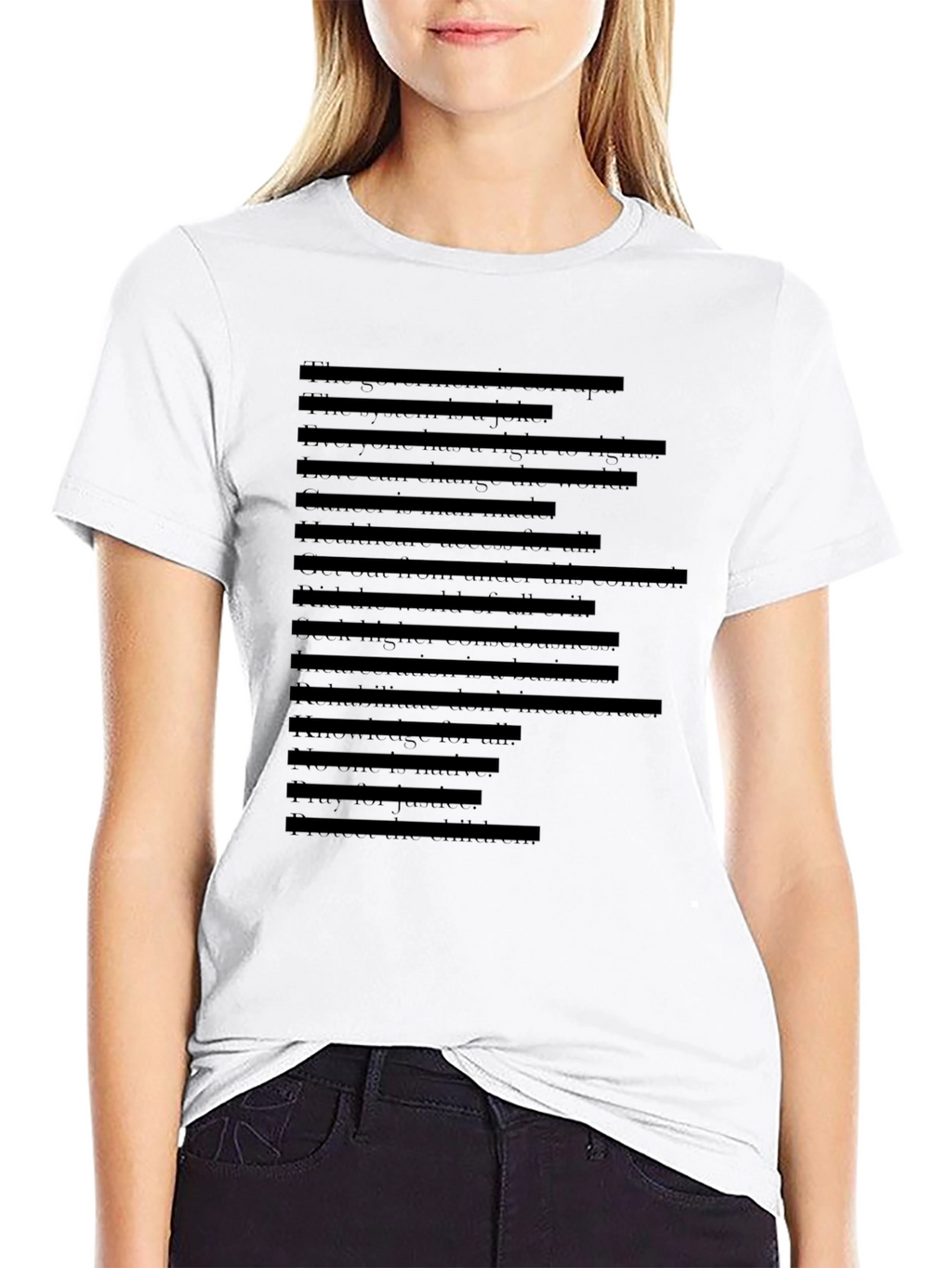 Mens Black T-Shirt with Faux Text Design