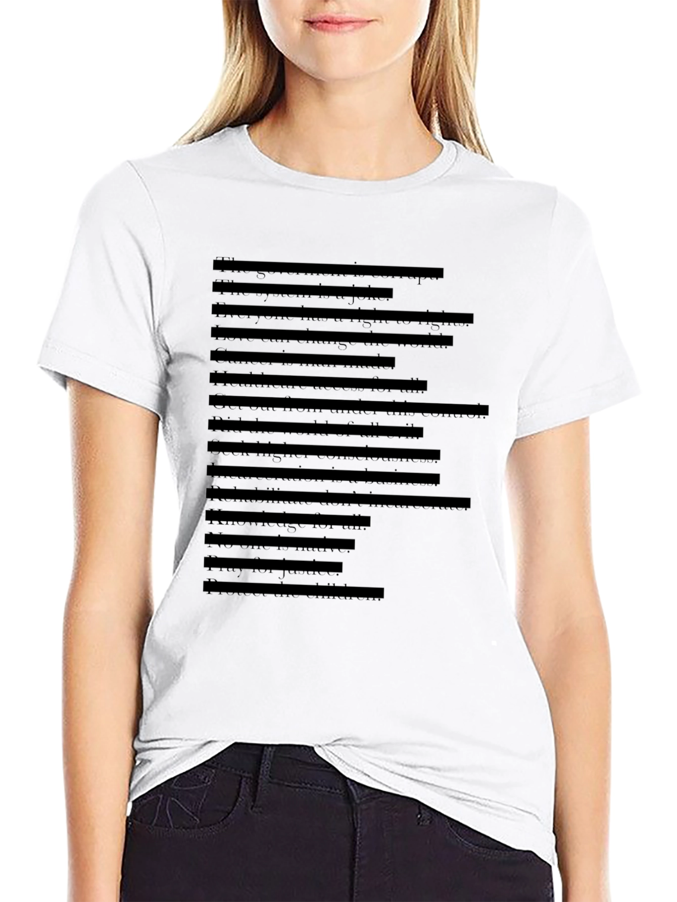 Mens Black T-Shirt with Faux Text Design