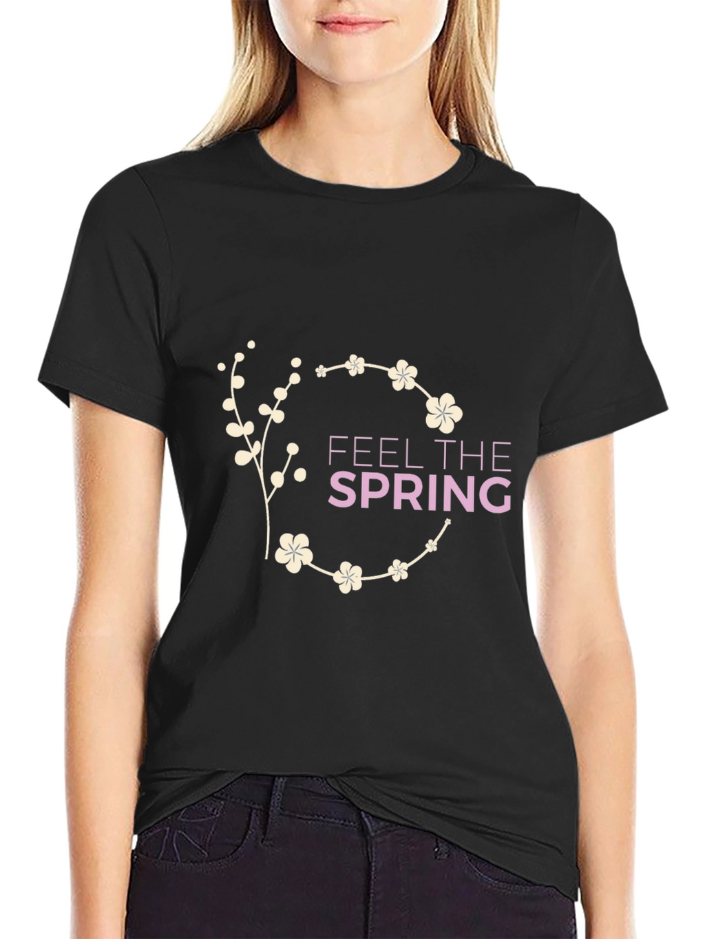 Feel The Spring Black Graphic Tee