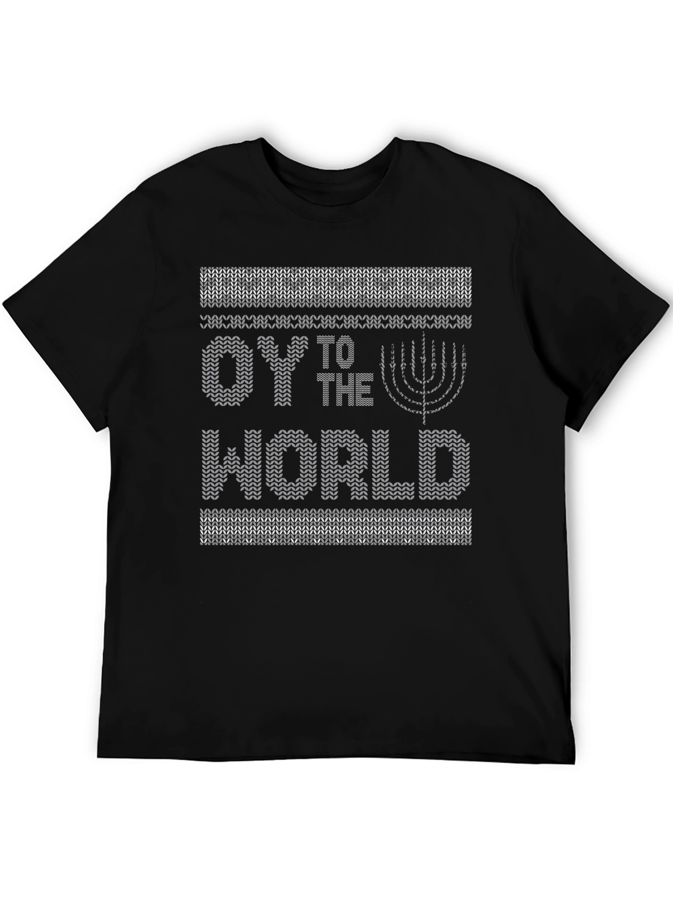Oy to the World Hanukkah Ugly Sweater Knit T-Shirt