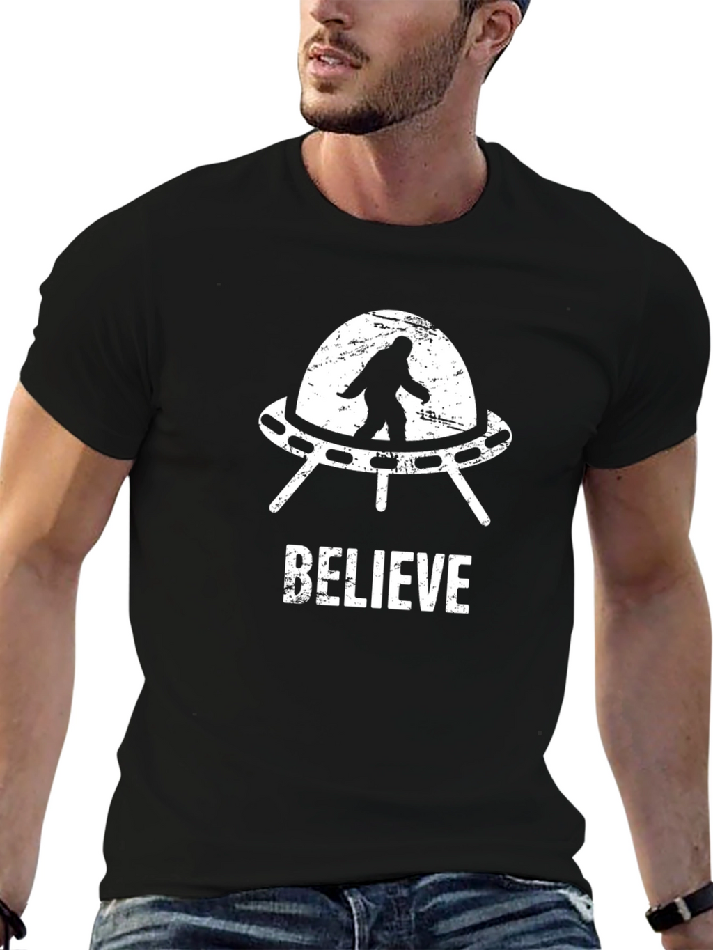 Believe Bigfoot UFO T-Shirt