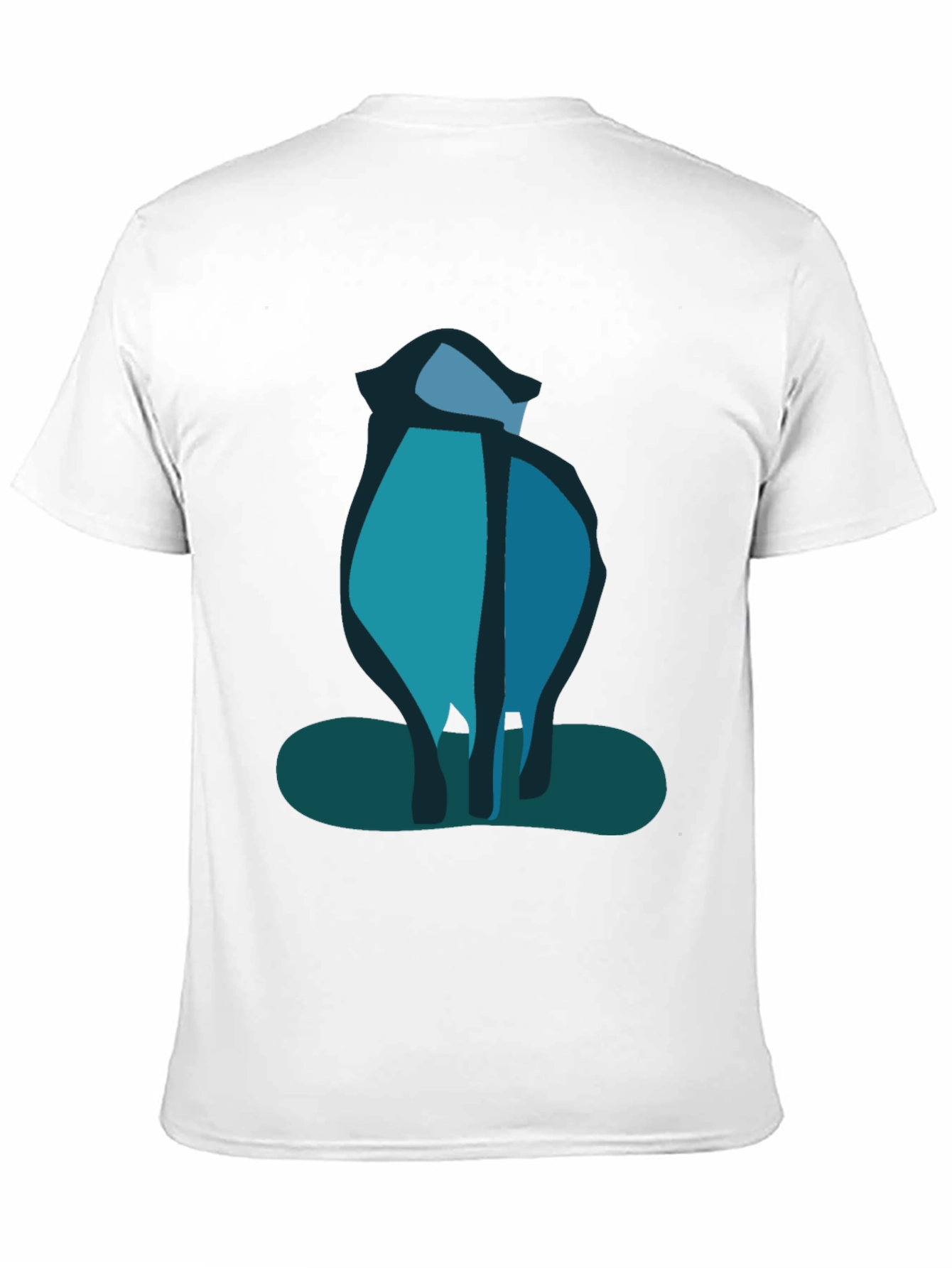 Abstract Blue Cat Black T-Shirt