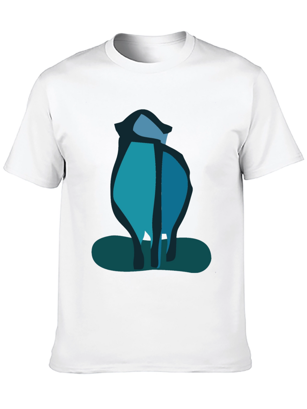 Abstract Blue Cat Black T-Shirt