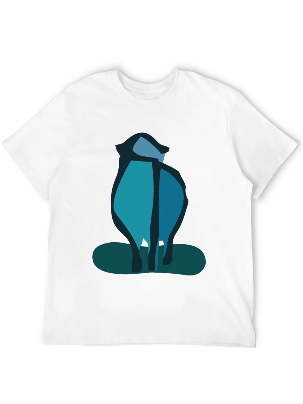 Abstract Blue Cat Black T-Shirt