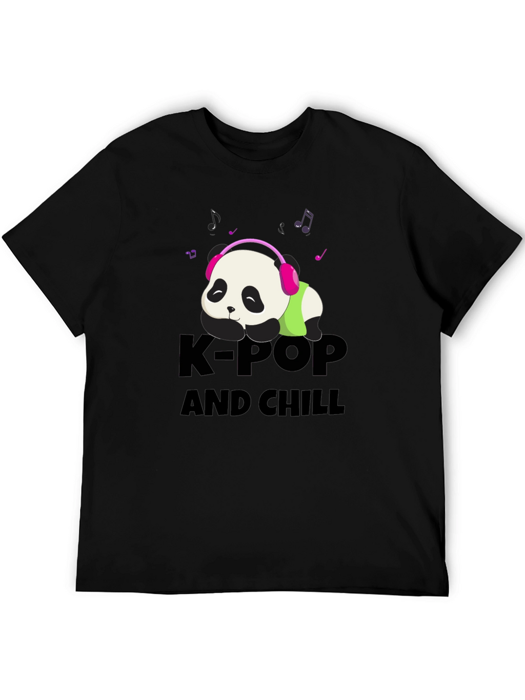 K-Pop and Chill Panda Tee - Black