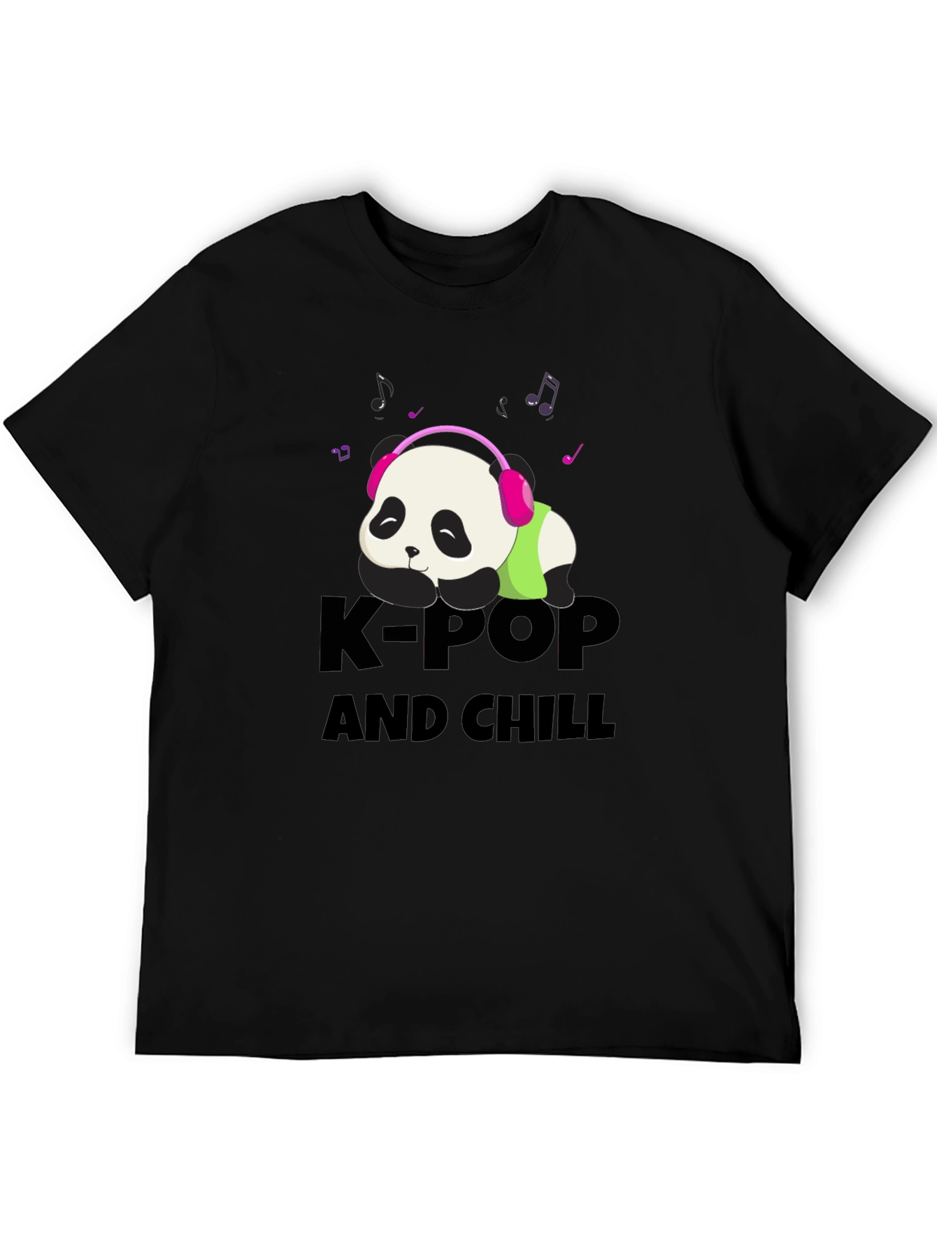 K-Pop and Chill Panda Tee - Black
