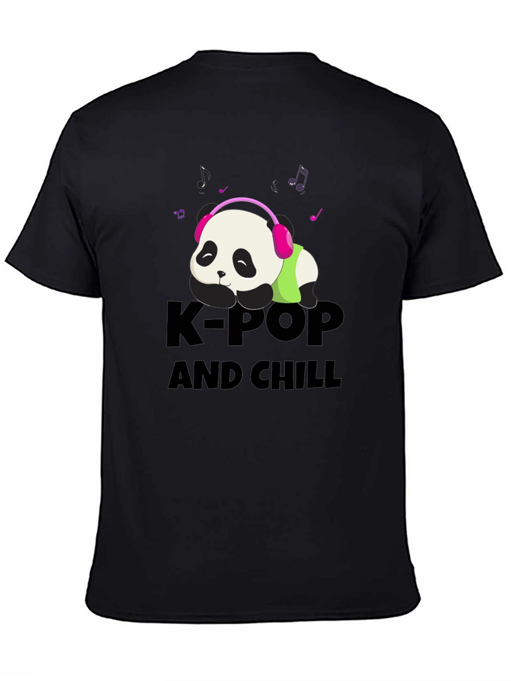 K-Pop and Chill Panda Tee - Black