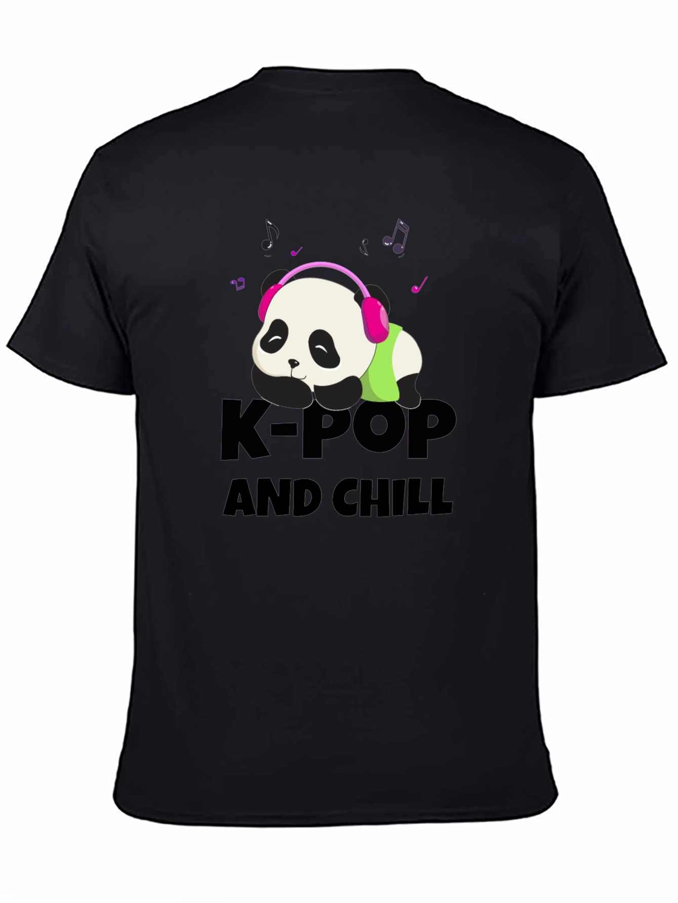 K-Pop and Chill Panda Tee - Black