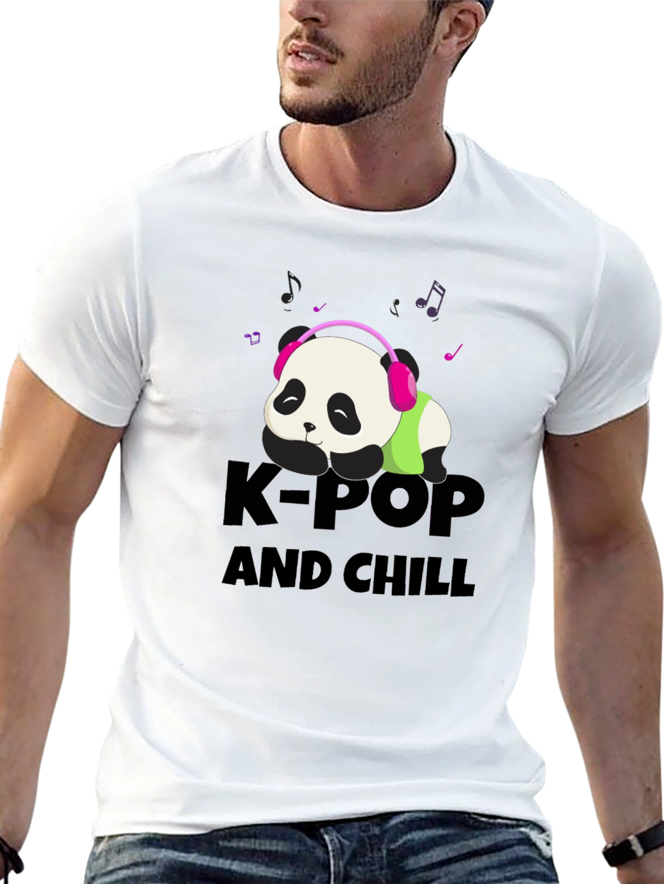 K-Pop and Chill Panda Tee - Black