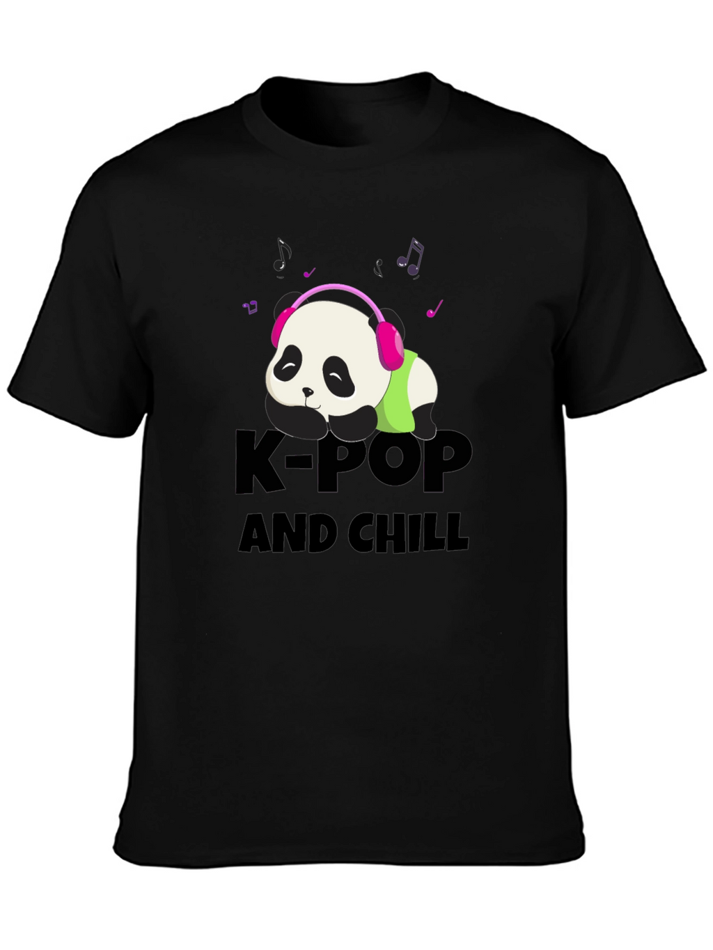 K-Pop and Chill Panda Tee - Black