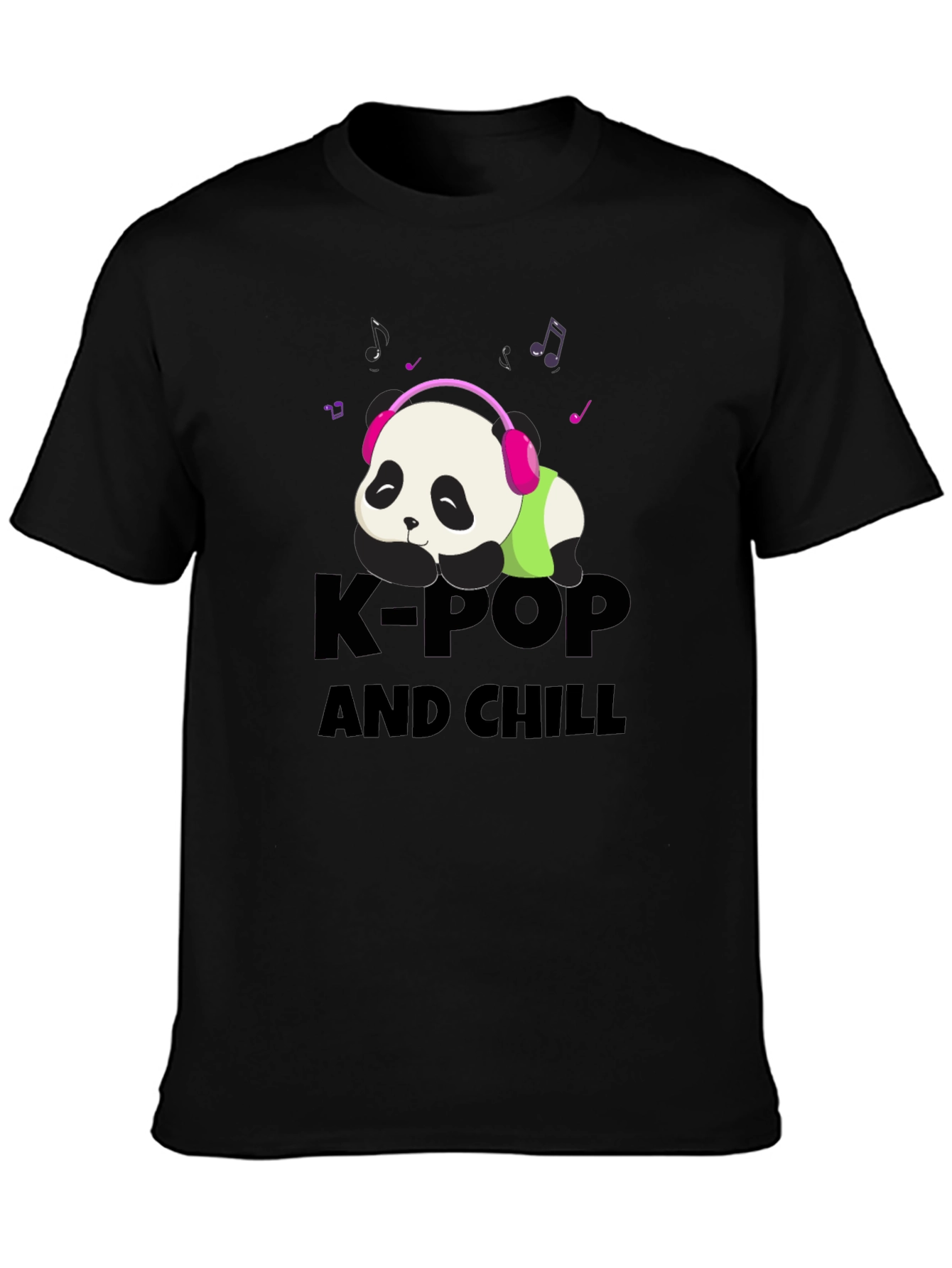 K-Pop and Chill Panda Tee - Black