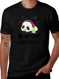 K-Pop and Chill Panda Tee - Black