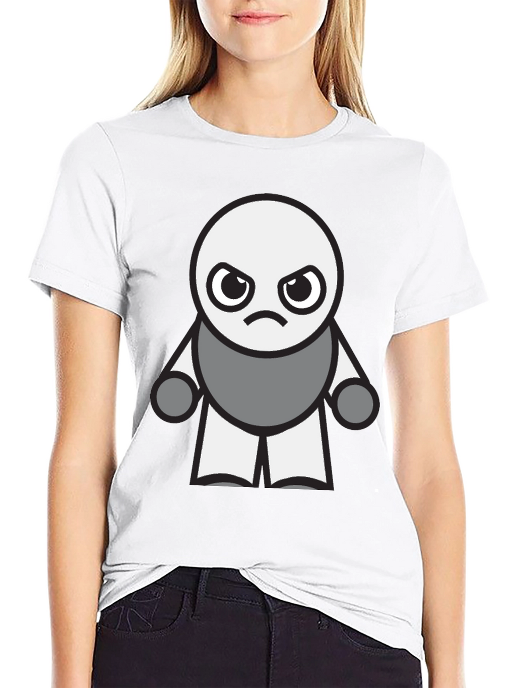Grumpy Robot Graphic Tee - Black Cotton Blend