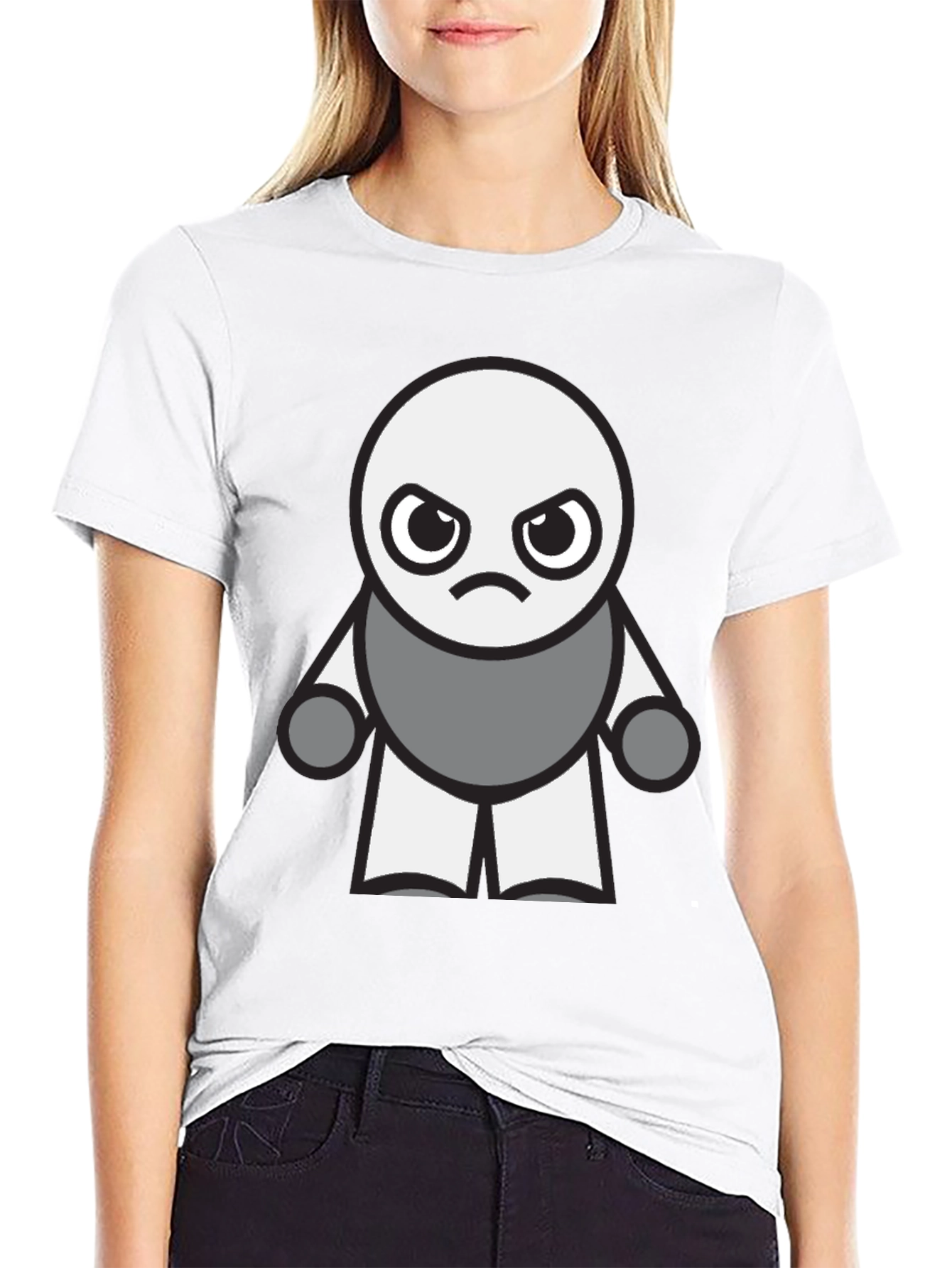 Grumpy Robot Graphic Tee - Black Cotton Blend