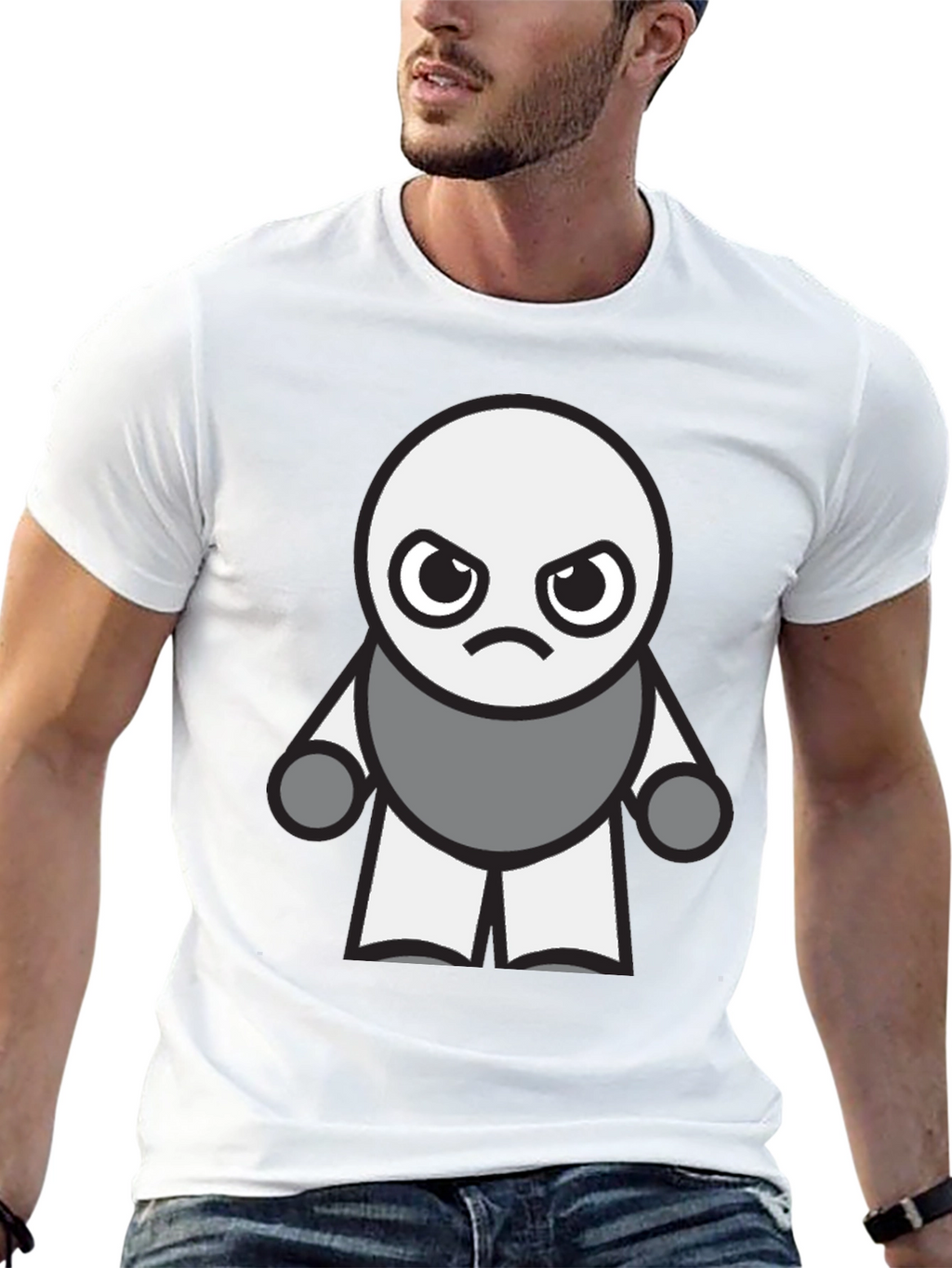 Grumpy Robot Graphic Tee - Black Cotton Blend