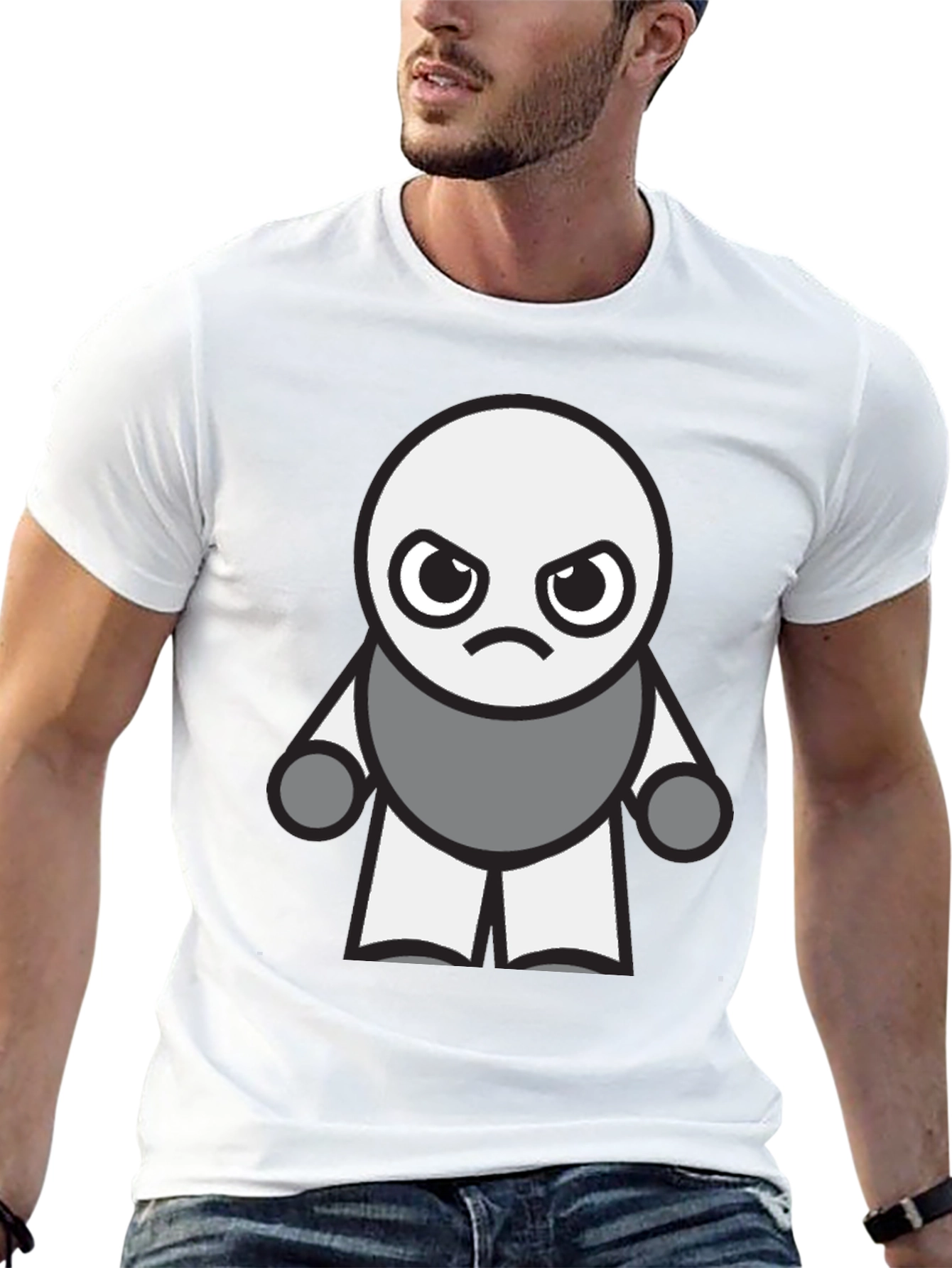Grumpy Robot Graphic Tee - Black Cotton Blend
