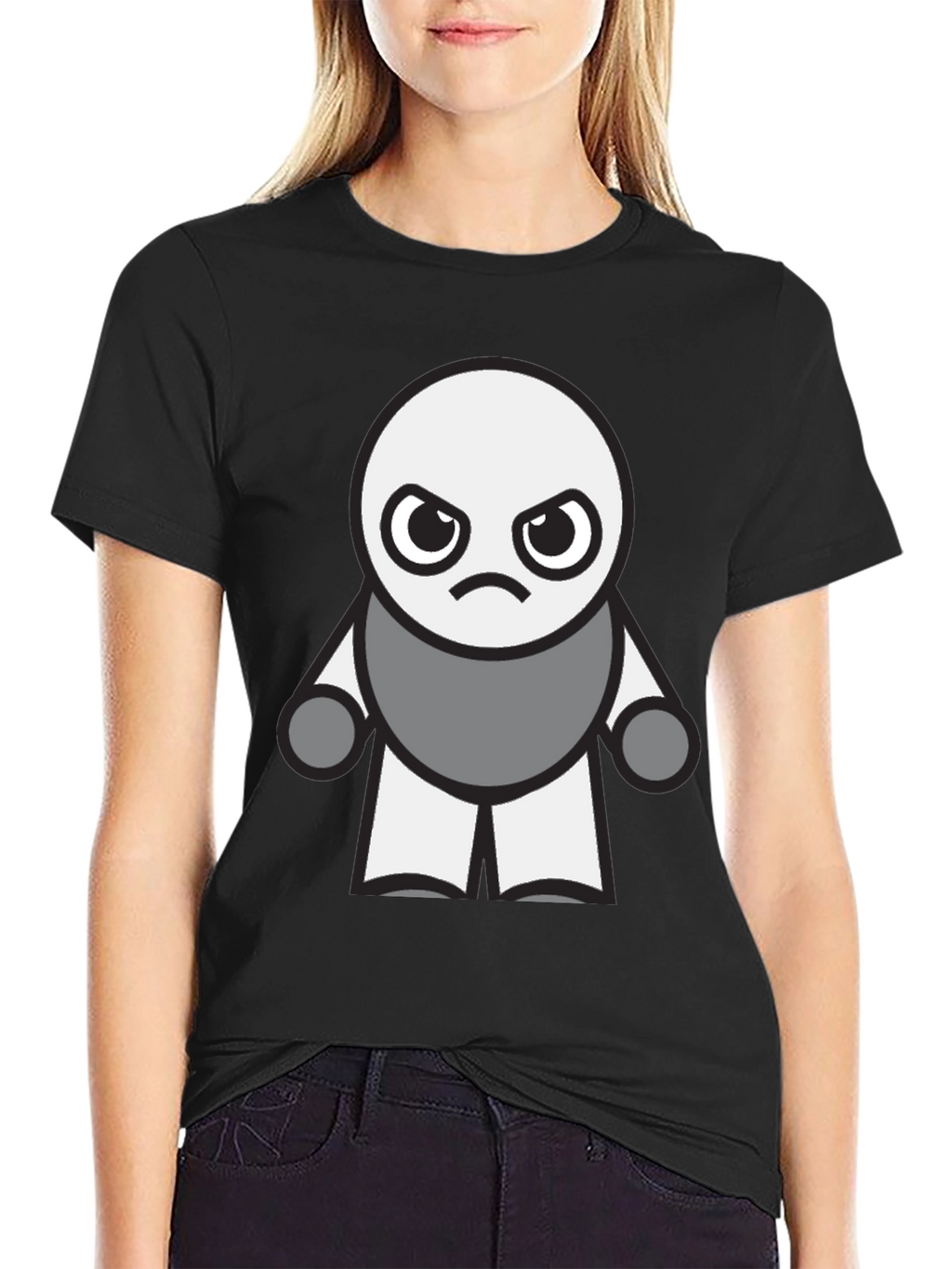 Grumpy Robot Graphic Tee - Black Cotton Blend