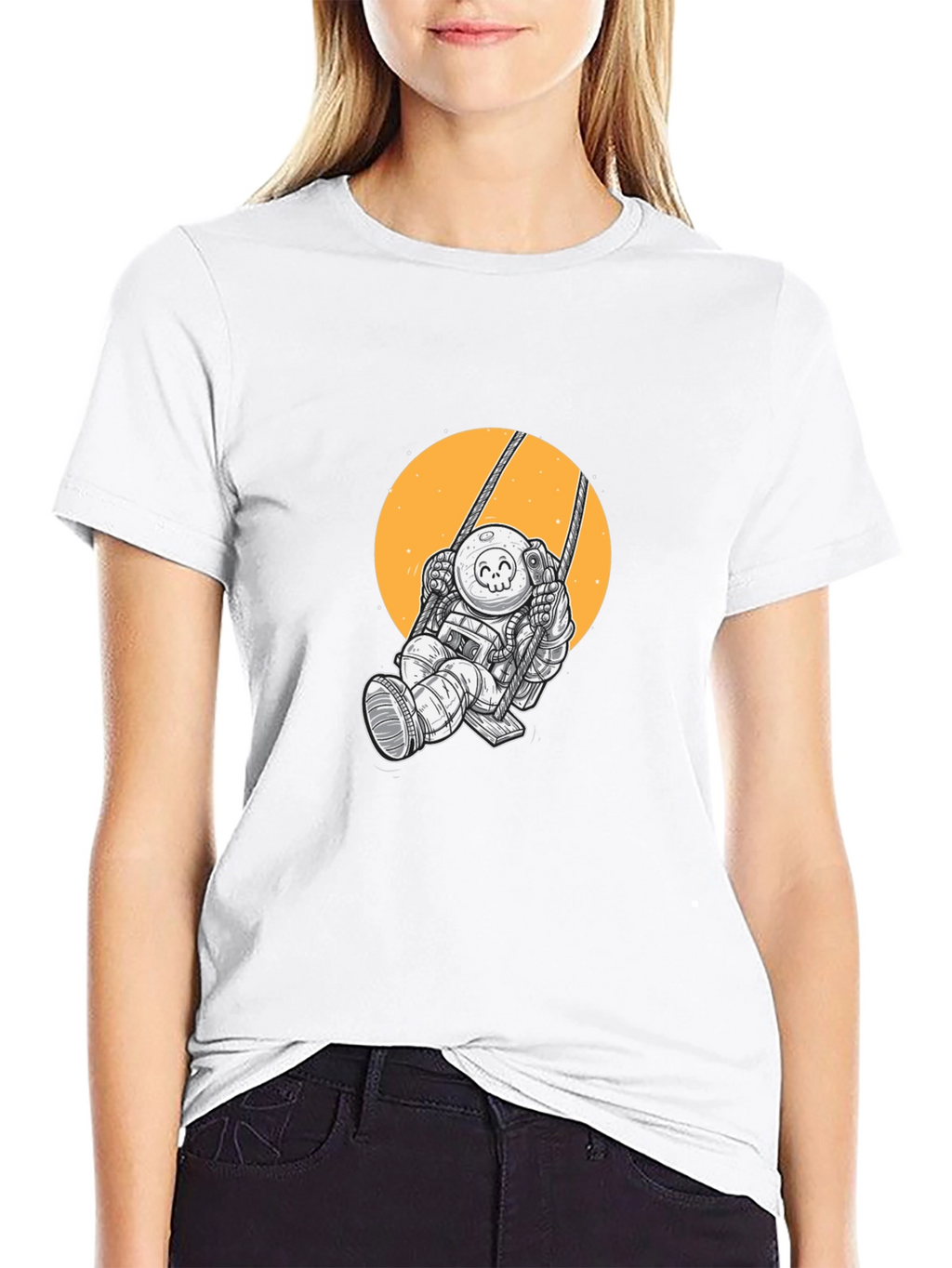 Astronaut on Swing Graphic Tee - Black