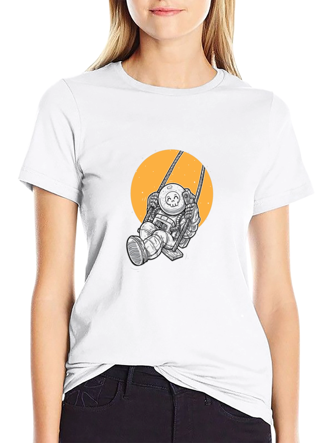 Astronaut on Swing Graphic Tee - Black