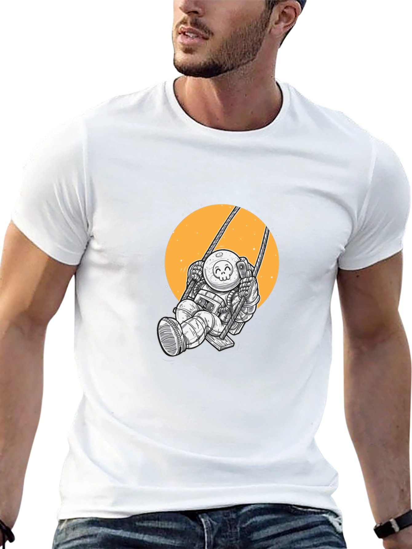 Astronaut on Swing Graphic Tee - Black