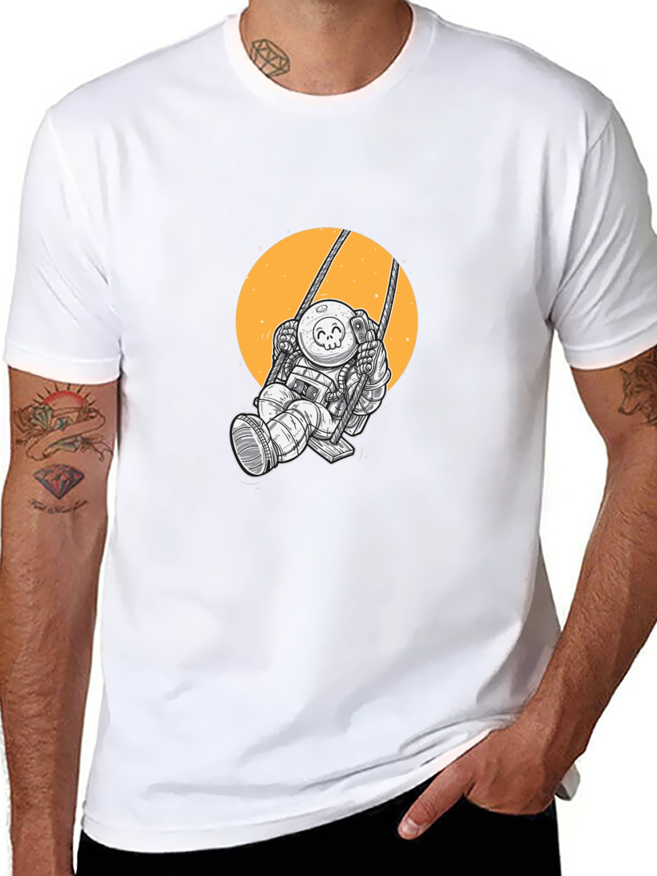 Astronaut on Swing Graphic Tee - Black
