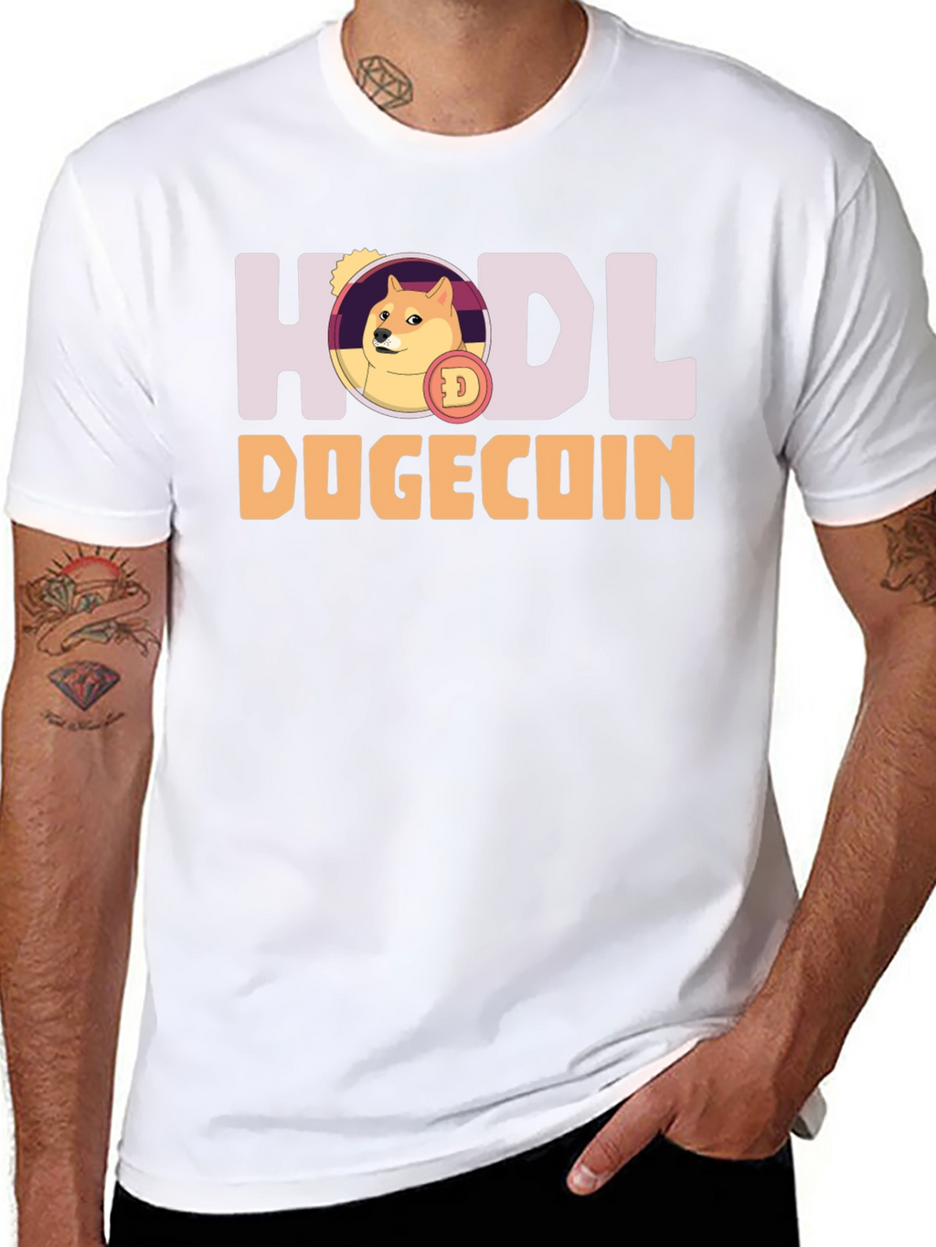 HODL Dogecoin Black T-Shirt - Crypto Meme Tee