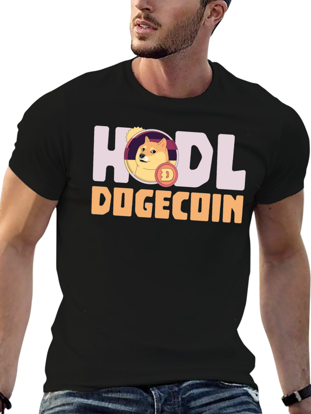HODL Dogecoin Black T-Shirt - Crypto Meme Tee