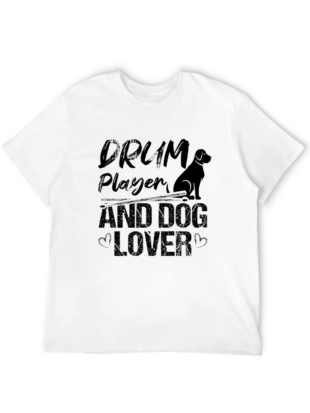 Drum Player & Dog Lover Black Graphic Tee