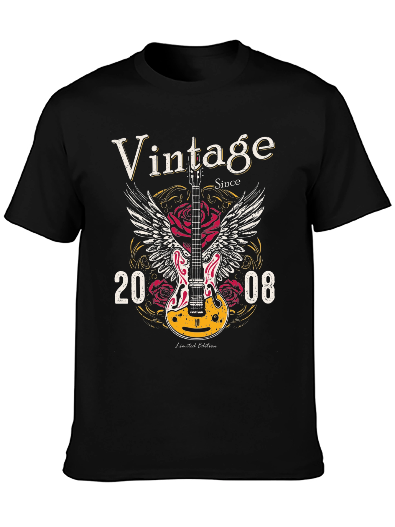 Vintage 2008 Guitar Wings Graphic T-Shirt