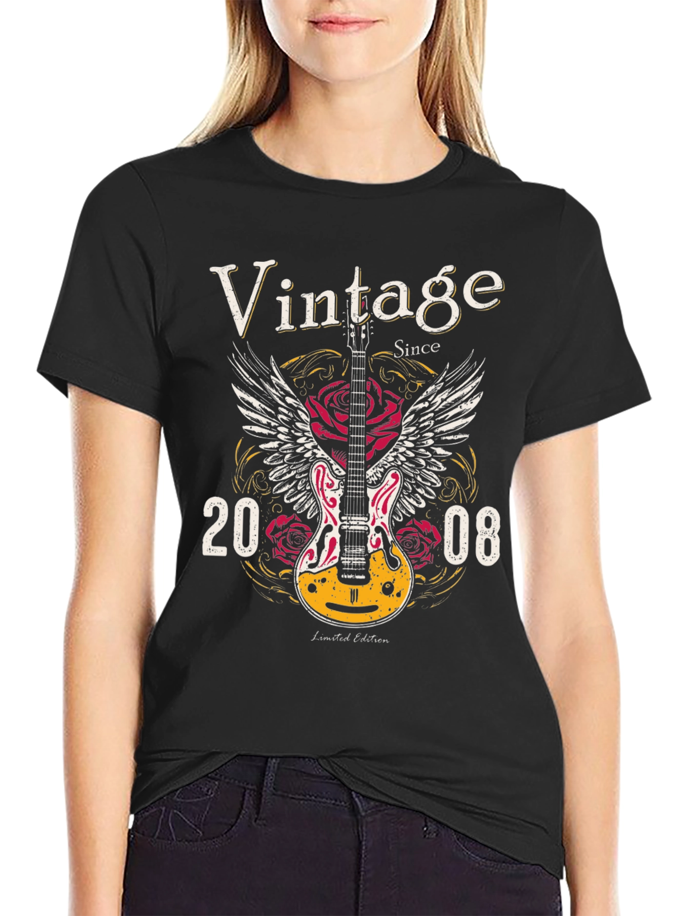 Vintage 2008 Guitar Wings Graphic T-Shirt