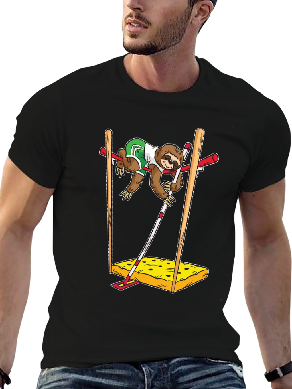 Sloth Pole Vault Funny Graphic Tee