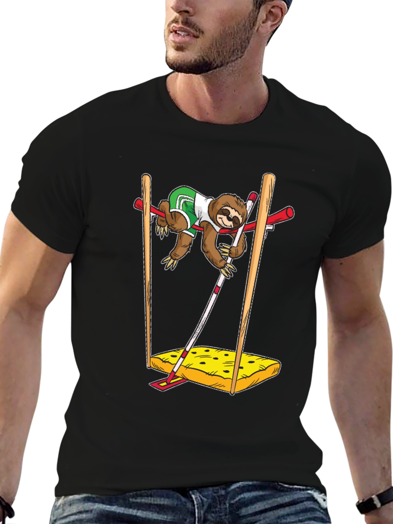 Sloth Pole Vault Funny Graphic Tee