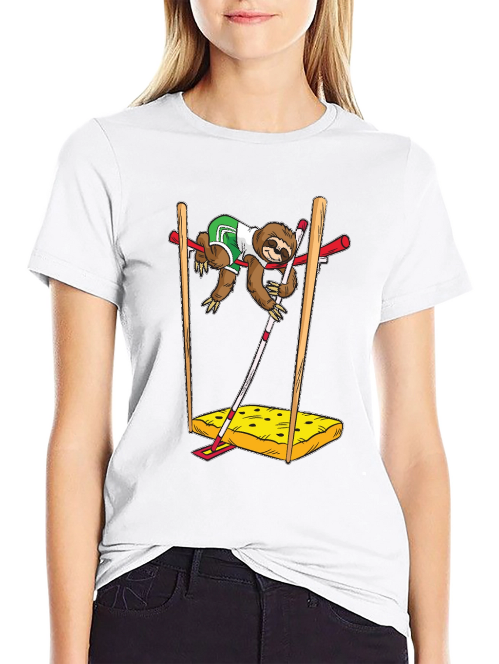 Sloth Pole Vault Funny Graphic Tee