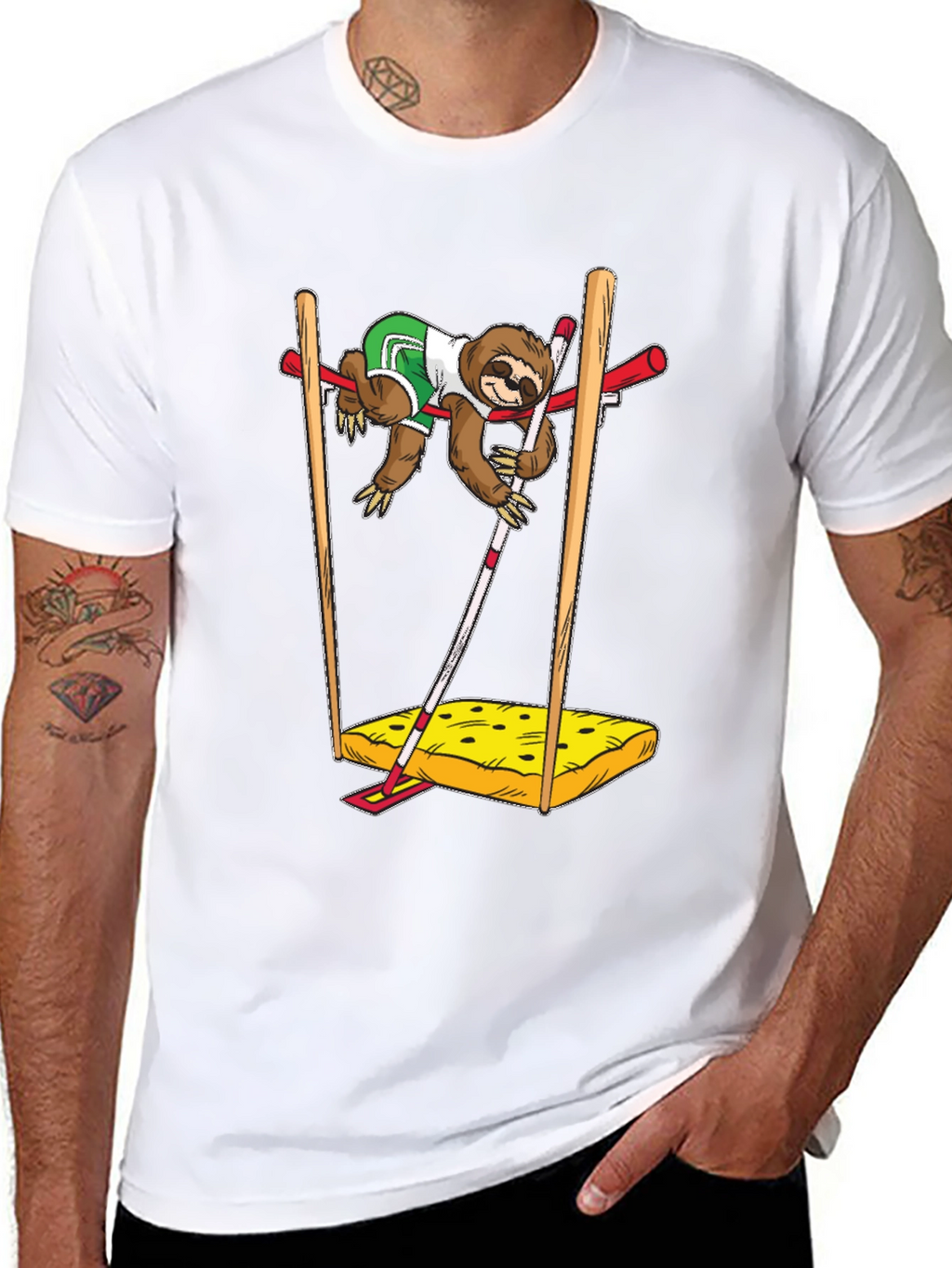 Sloth Pole Vault Funny Graphic Tee