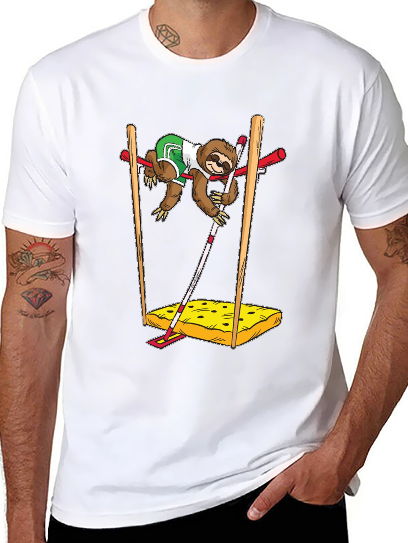 Sloth Pole Vault Funny Graphic Tee