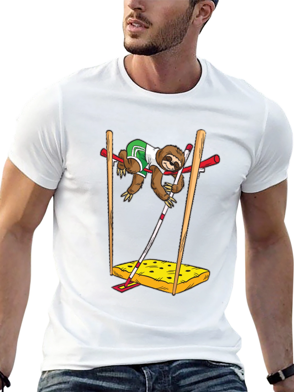 Sloth Pole Vault Funny Graphic Tee