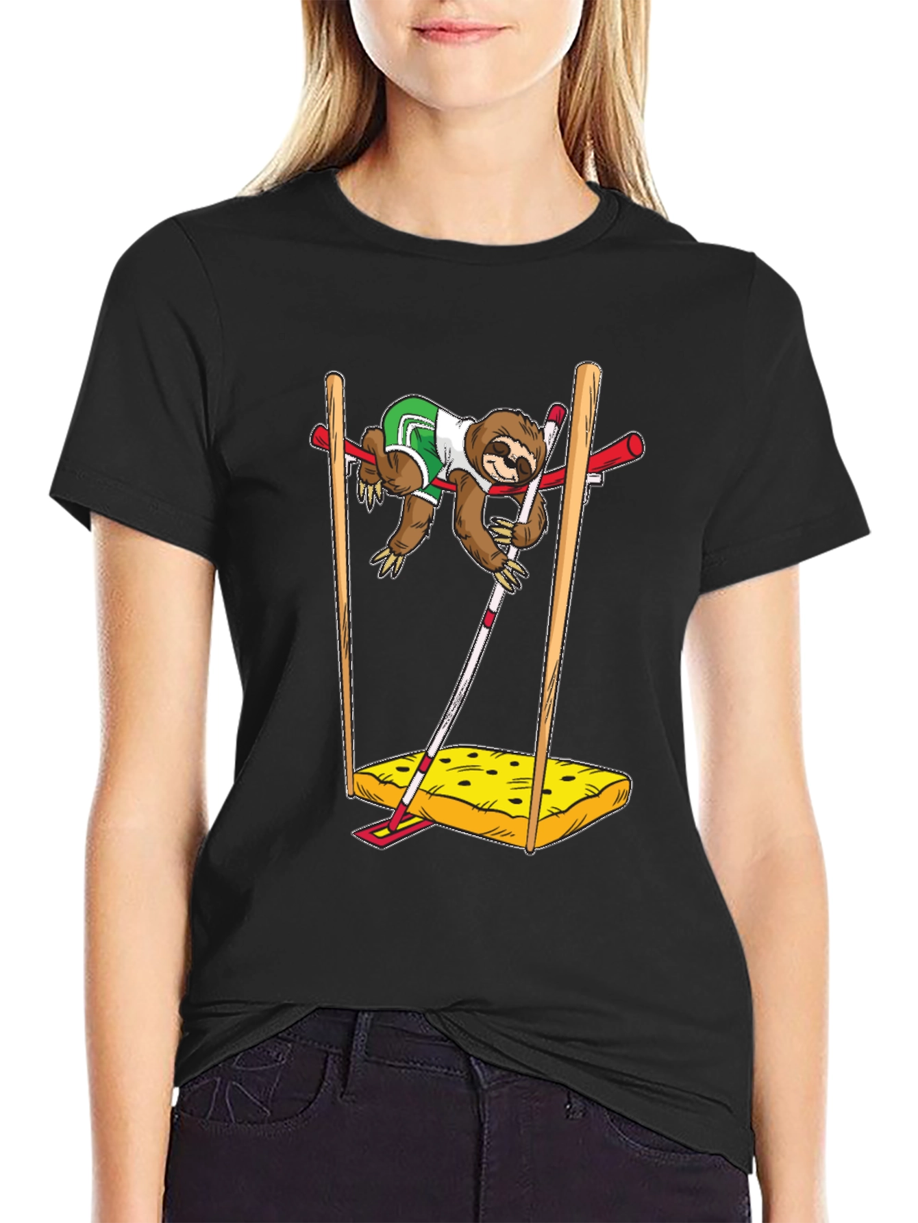 Sloth Pole Vault Funny Graphic Tee