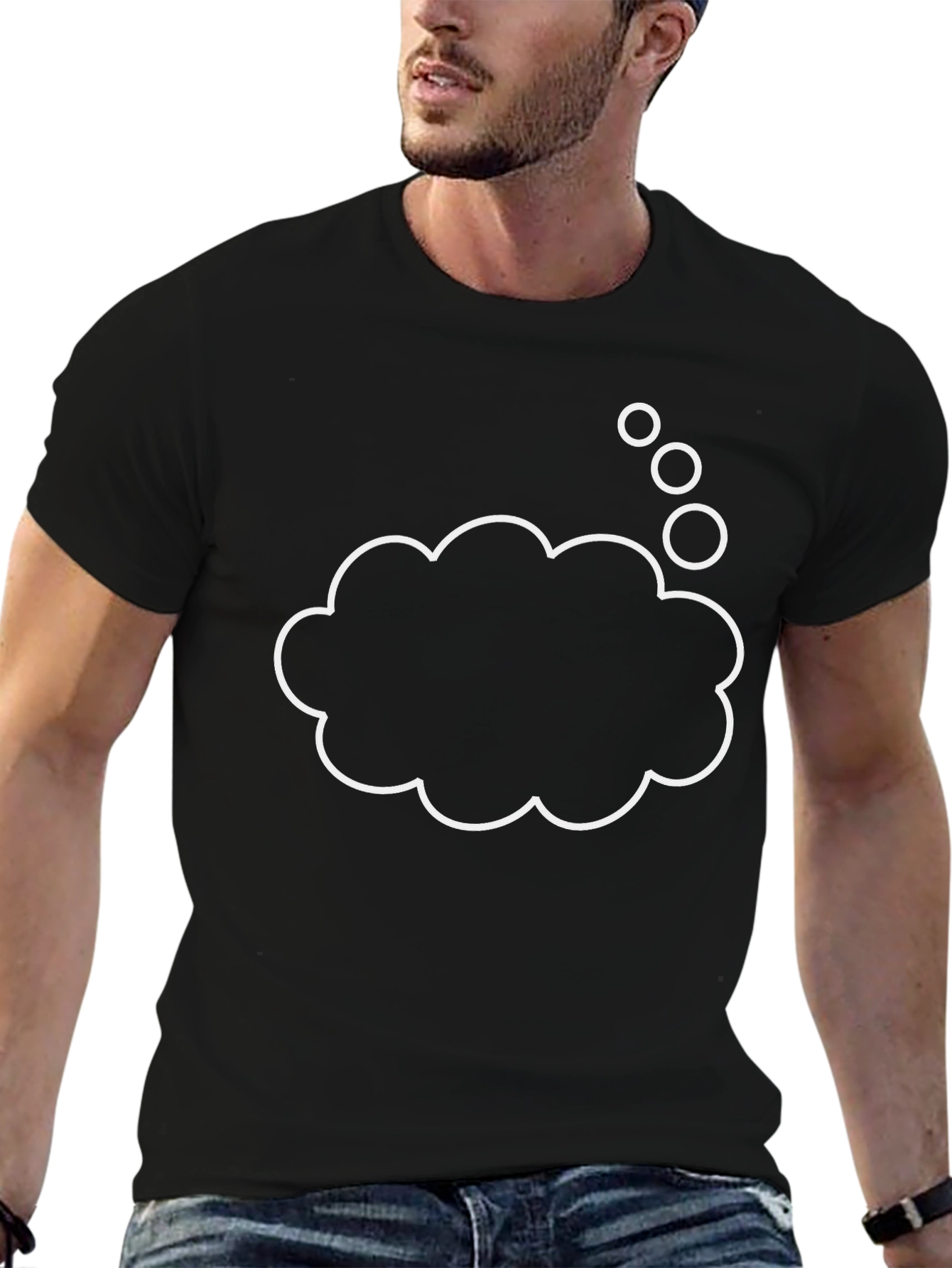 Black T-Shirt with Think Cloud Design