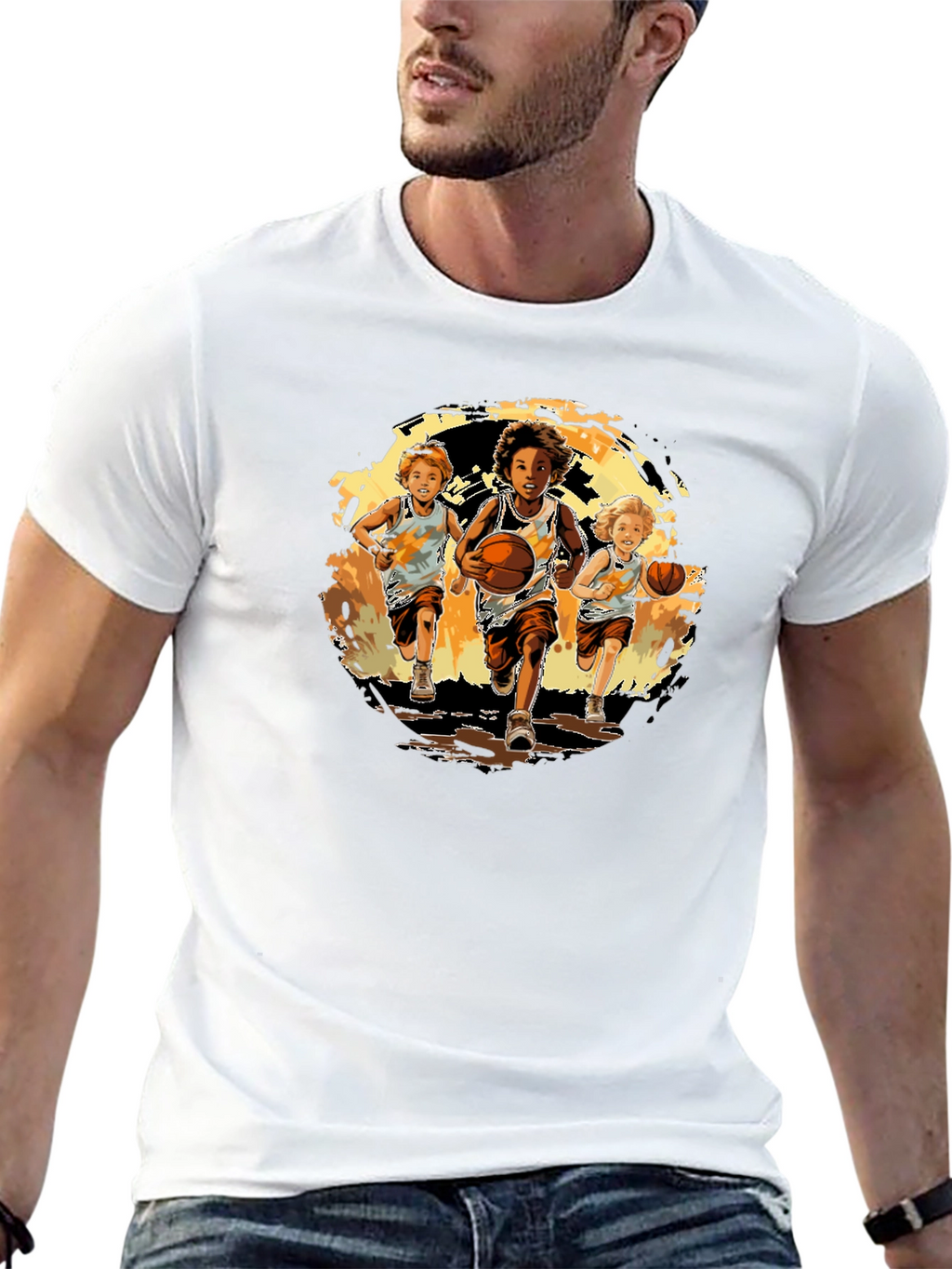 Boys Basketball Run Graphic T-Shirt