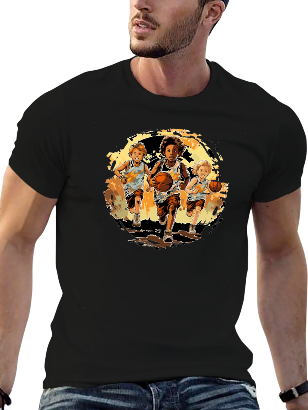 Boys Basketball Run Graphic T-Shirt