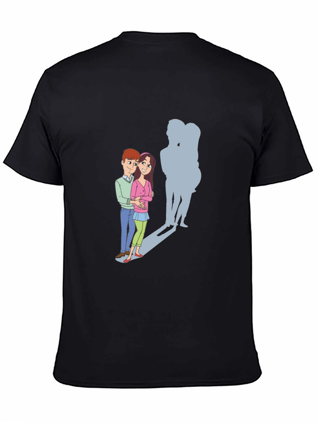 Cartoon Couple T-Shirt: Love & Shadows
