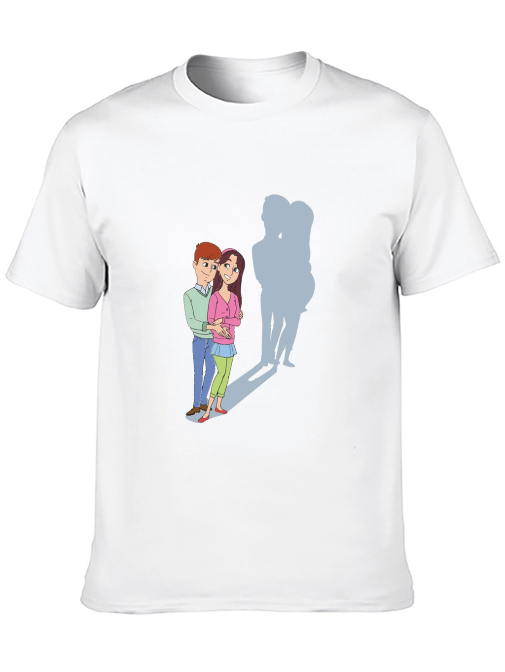 Cartoon Couple T-Shirt: Love & Shadows
