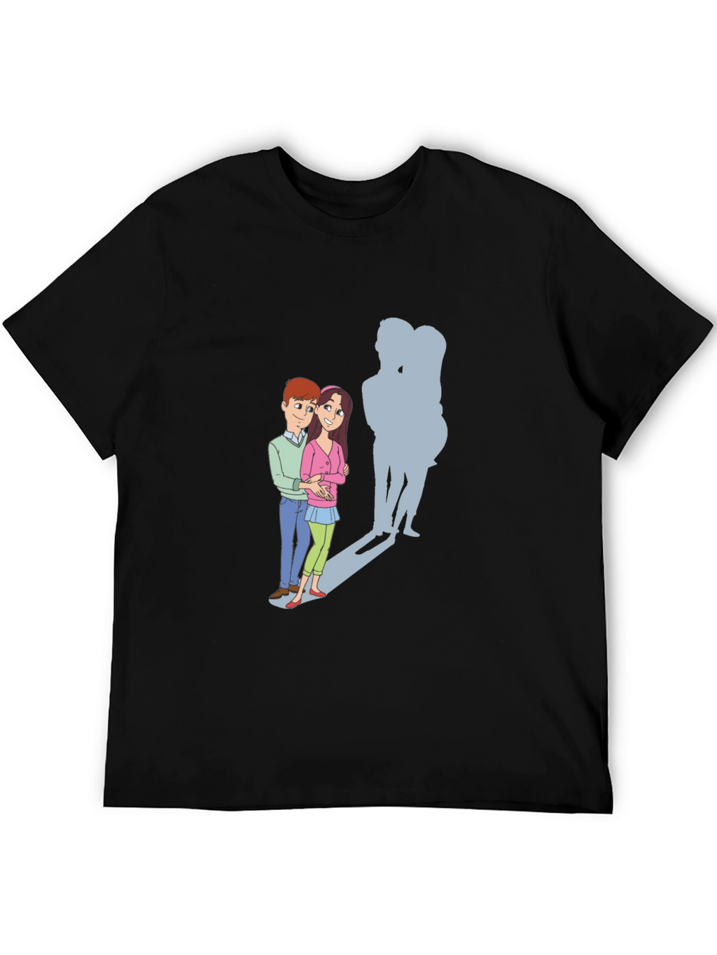 Cartoon Couple T-Shirt: Love & Shadows